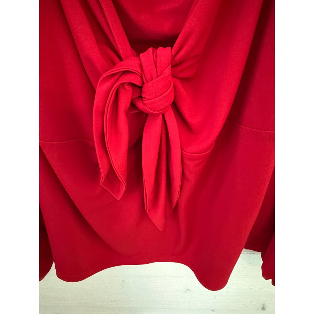 Eloquii Red Tie Front Long Sleeve Blouse Size 14/16 Plus Size Statement Top - Picture 4 of 8